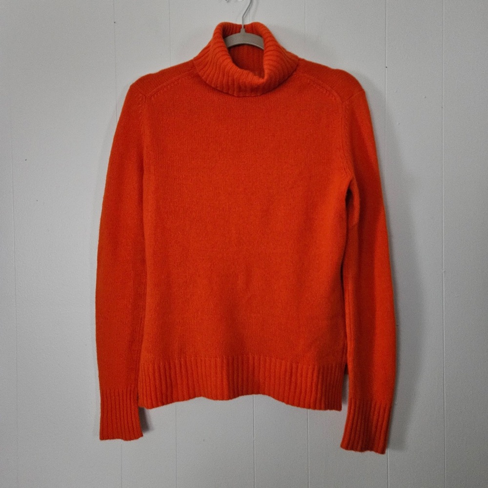 100% Cashmere Sweater Womens Turtleneck Pop of Color Small Medium